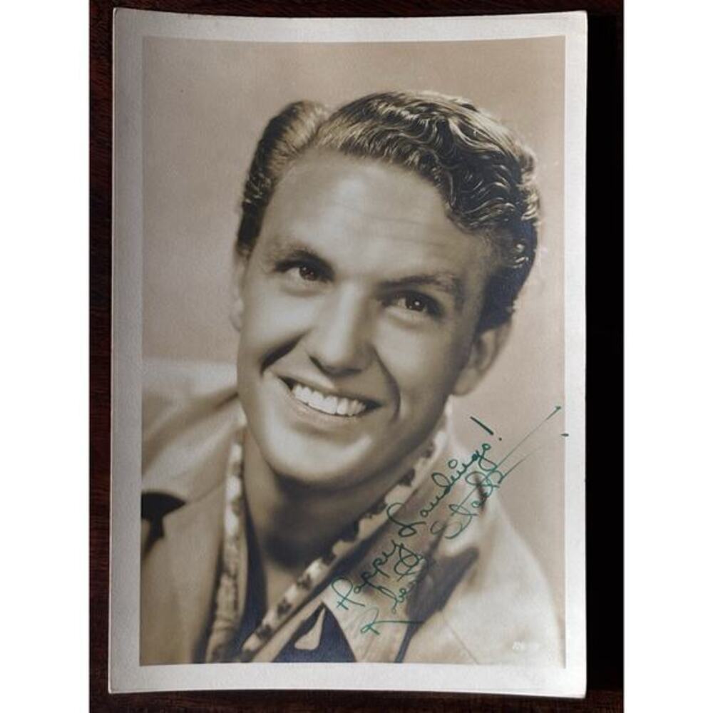 ROBERT STACK ACTOR /TV Host 5x7 Hand Colored B/W Photo Signed